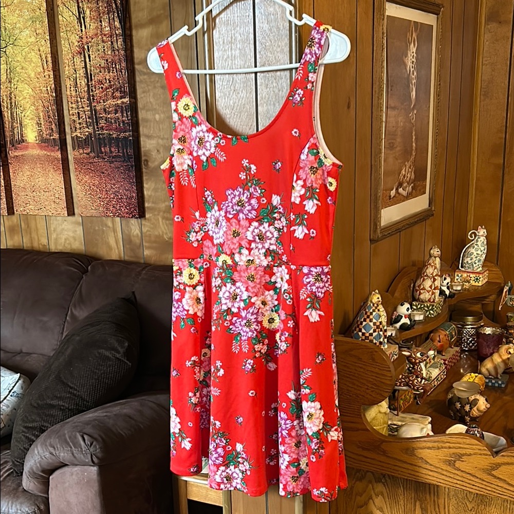 Red and floral dress